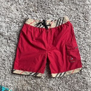 Burberry boy red swim trunks, size 6
